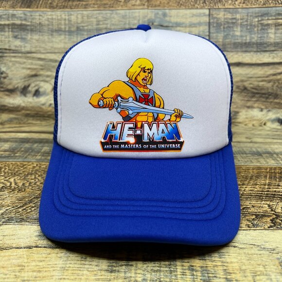 He-Man & Masters Of The Universe Unisex Trucker Hat Blue 1983 Cartoon Ball Cap - Picture 2 of 5